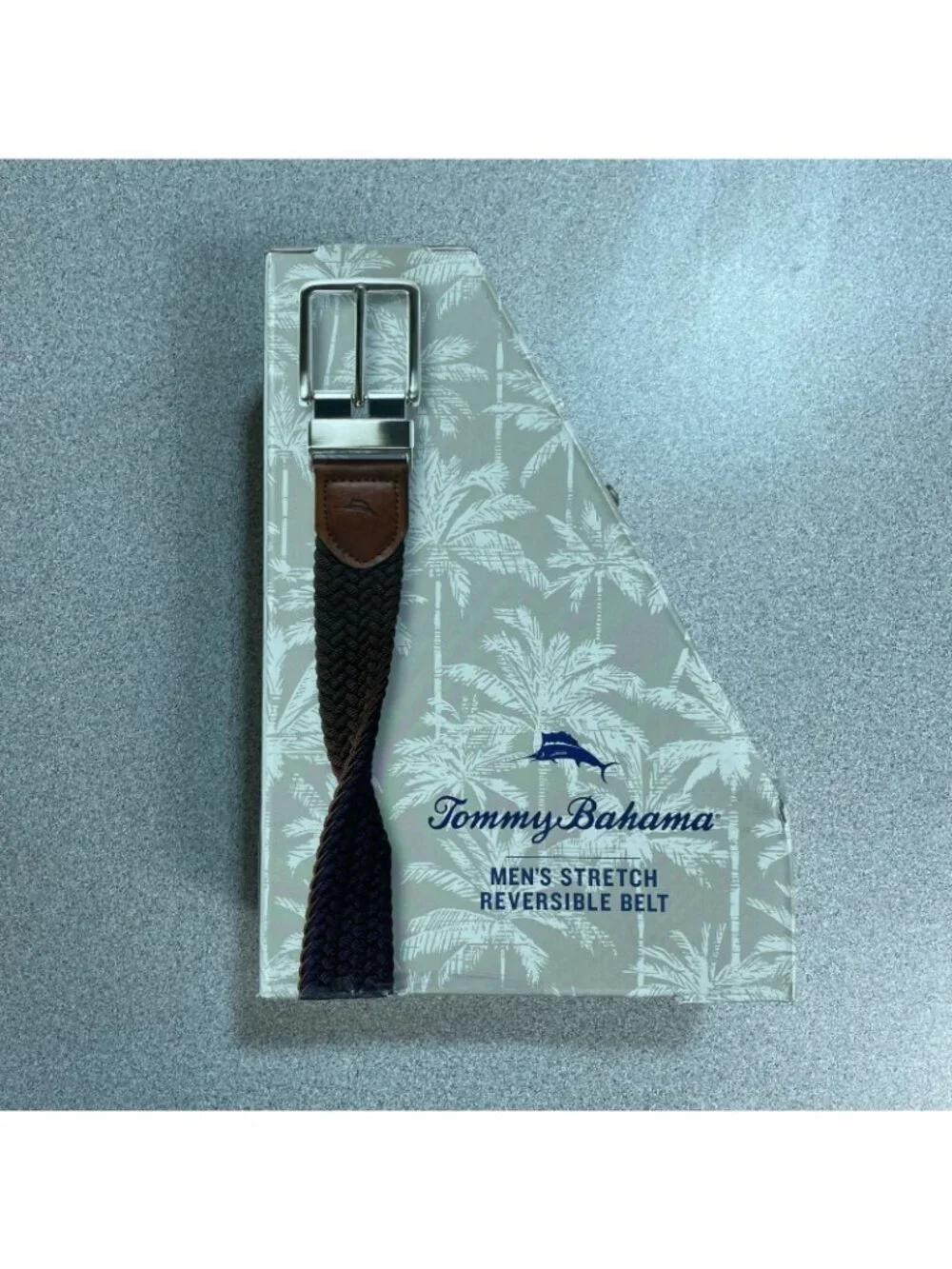 NWT Tommy Bahama Men's L/XL Stretch Reversible Belt Brown/Navy